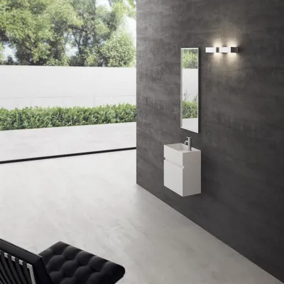 Compact 03L - Washbasin cabinet 45x25, Matt White SolidTec®