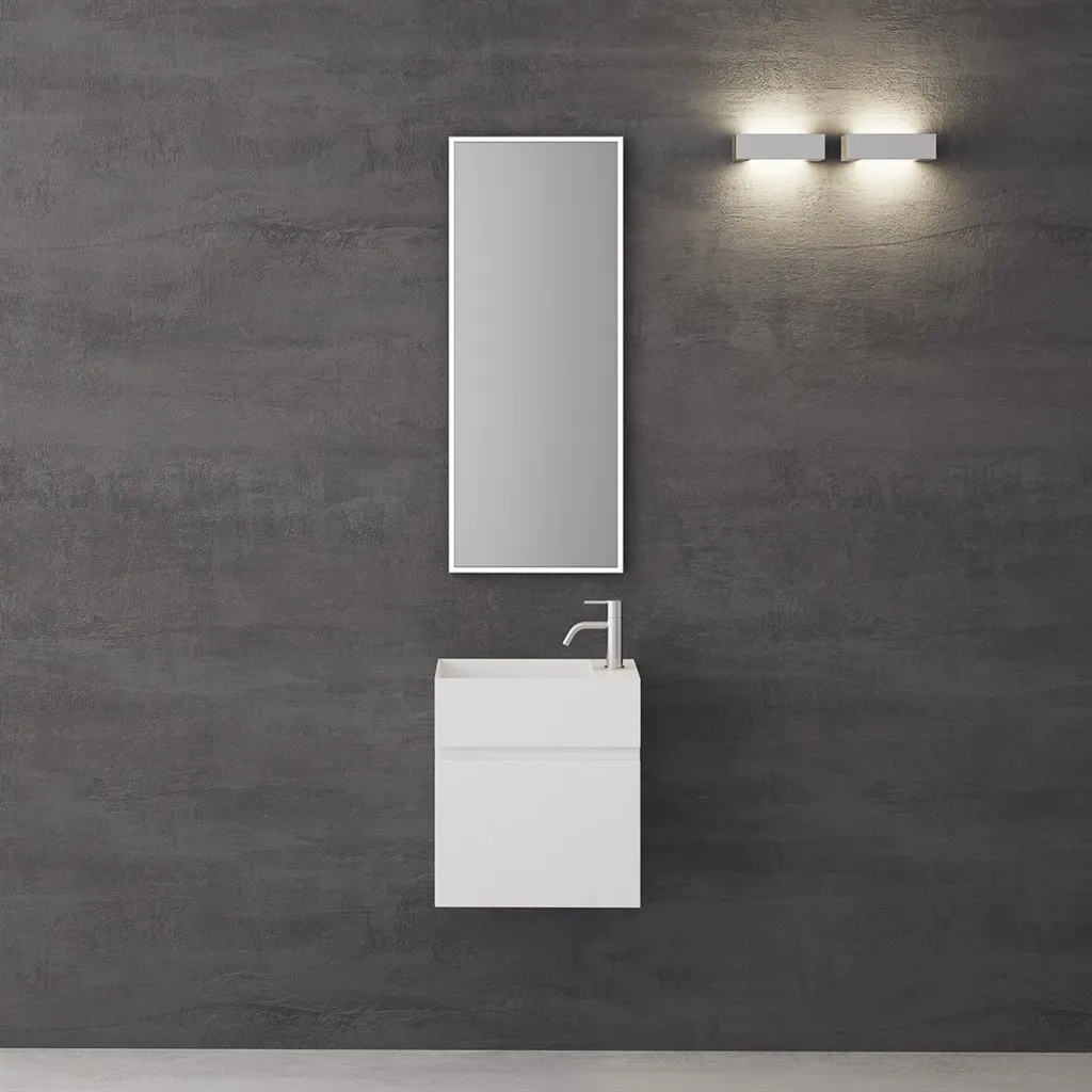 Compact 03L - Washbasin cabinet 45x25, Matt White SolidTec®