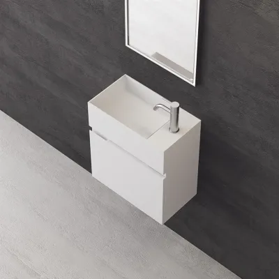Compact 03L - Washbasin cabinet 45x25, Matt White SolidTec®