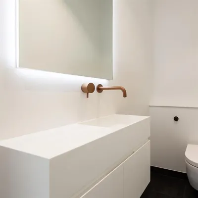 Compact 08R - Washbasin cabinet 75x32, Matt White SolidTec®