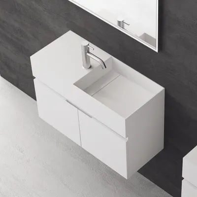 Compact 08R - Washbasin cabinet 75x32, Matt White SolidTec®