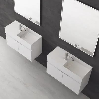 Compact 08R - Washbasin cabinet 75x32, Matt White SolidTec®