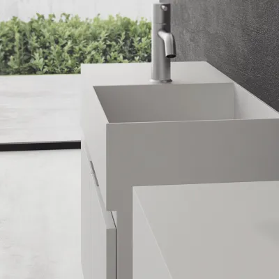 Compact 08R - Washbasin cabinet 75x32, Matt White SolidTec®