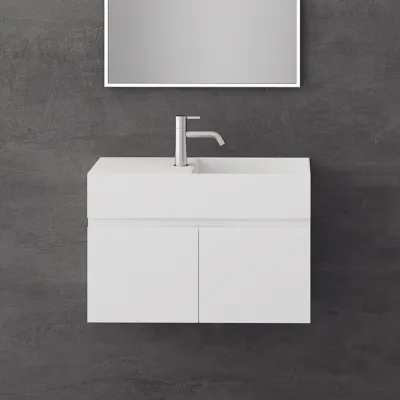 Compact 08R - Washbasin cabinet 75x32, Matt White SolidTec®