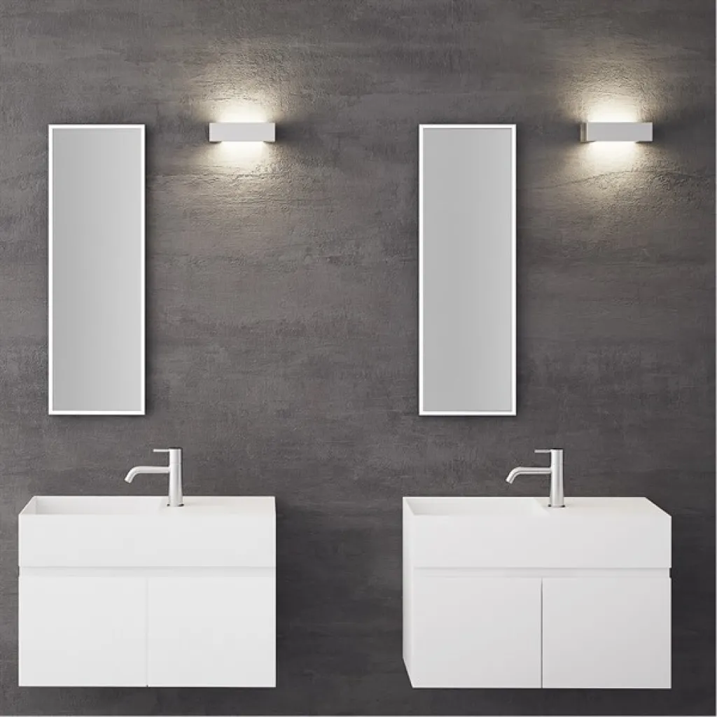 Compact 08L - Washbasin cabinet 75x32, Matt White SolidTec®