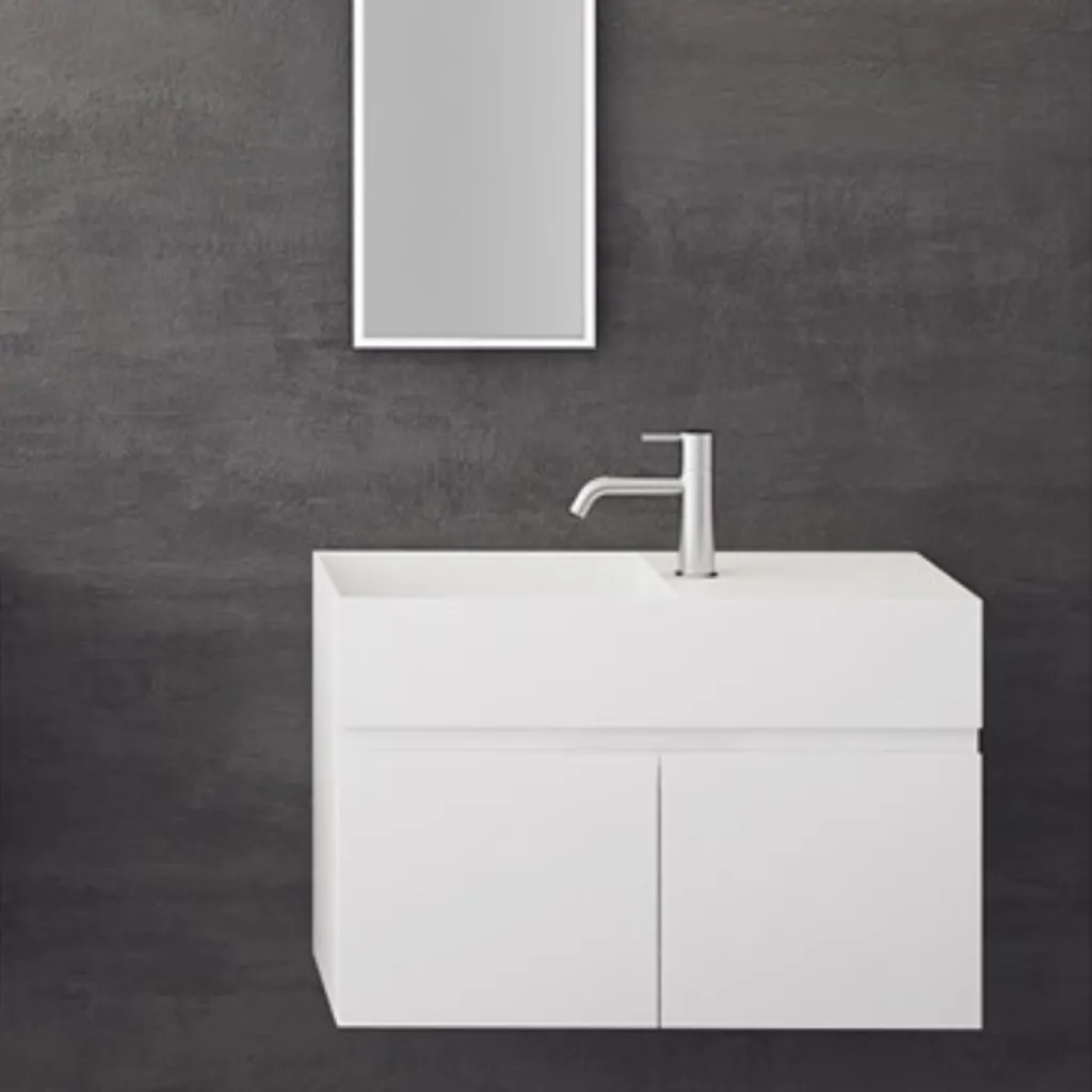 Compact 08L - Washbasin cabinet 75x32, Matt White SolidTec®