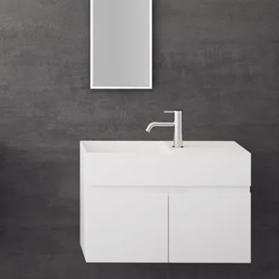 Compact 08L - Washbasin cabinet 75x32, Matt White SolidTec®