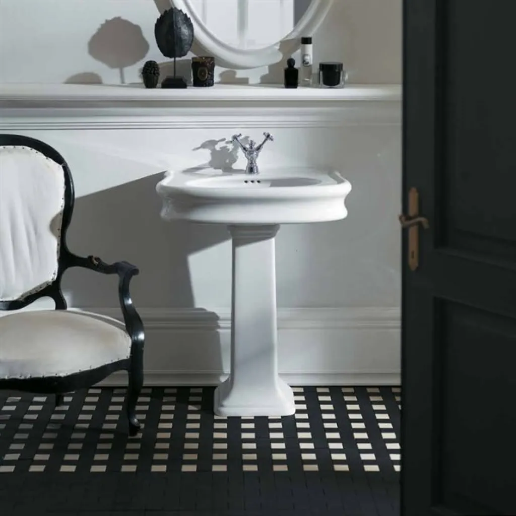 Old England Lante LA10 70x54 cm., m/1 hanehul - 70x54 cm., w/1 tap hole, White porcelain sink