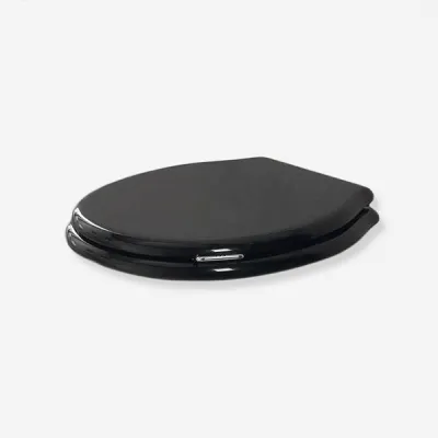 Old England Lante LA006 - Toilet seat, Black, Soft-Close, Chrome fittings