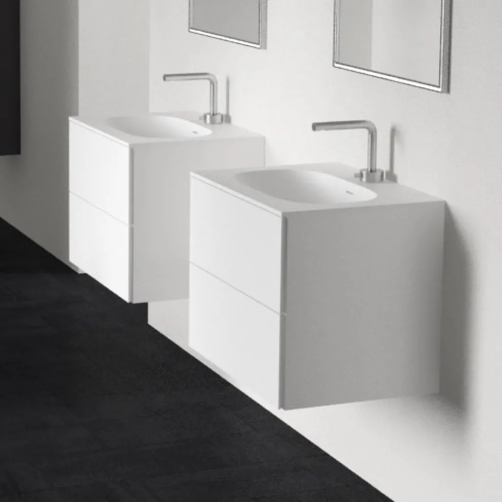 Block Soft 60 - Bathroom furniture 60x46 cm, Matt white w/SolidTec® sink