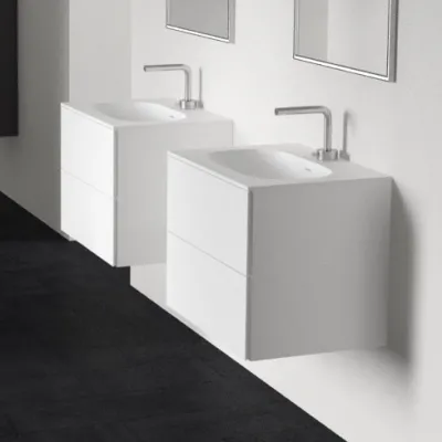 Block Soft 60 - Bathroom furniture 60x46 cm, Matt white w/SolidTec® sink
