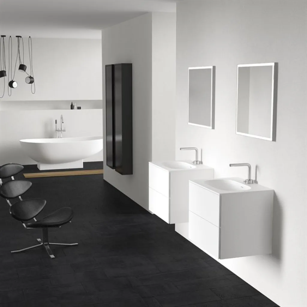 Block Soft 60 - Bathroom furniture 60x46 cm, Matt white w/SolidTec® sink