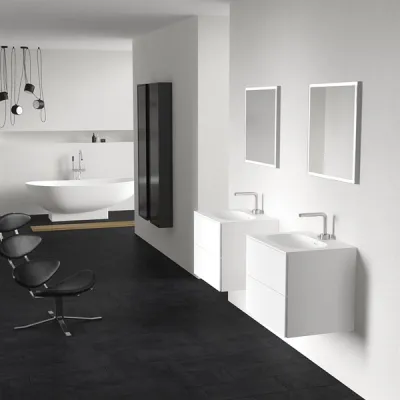 Block Soft 60 - Bathroom furniture 60x46 cm, Matt white w/SolidTec® sink
