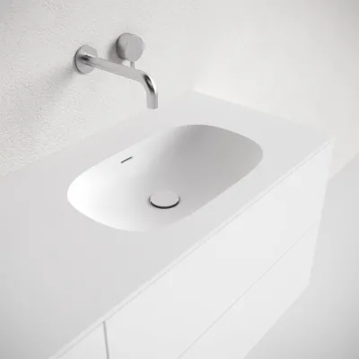 Block Soft 80 - Bathroom furniture 80x46 cm, Matt white w/ SolidTec® sink
