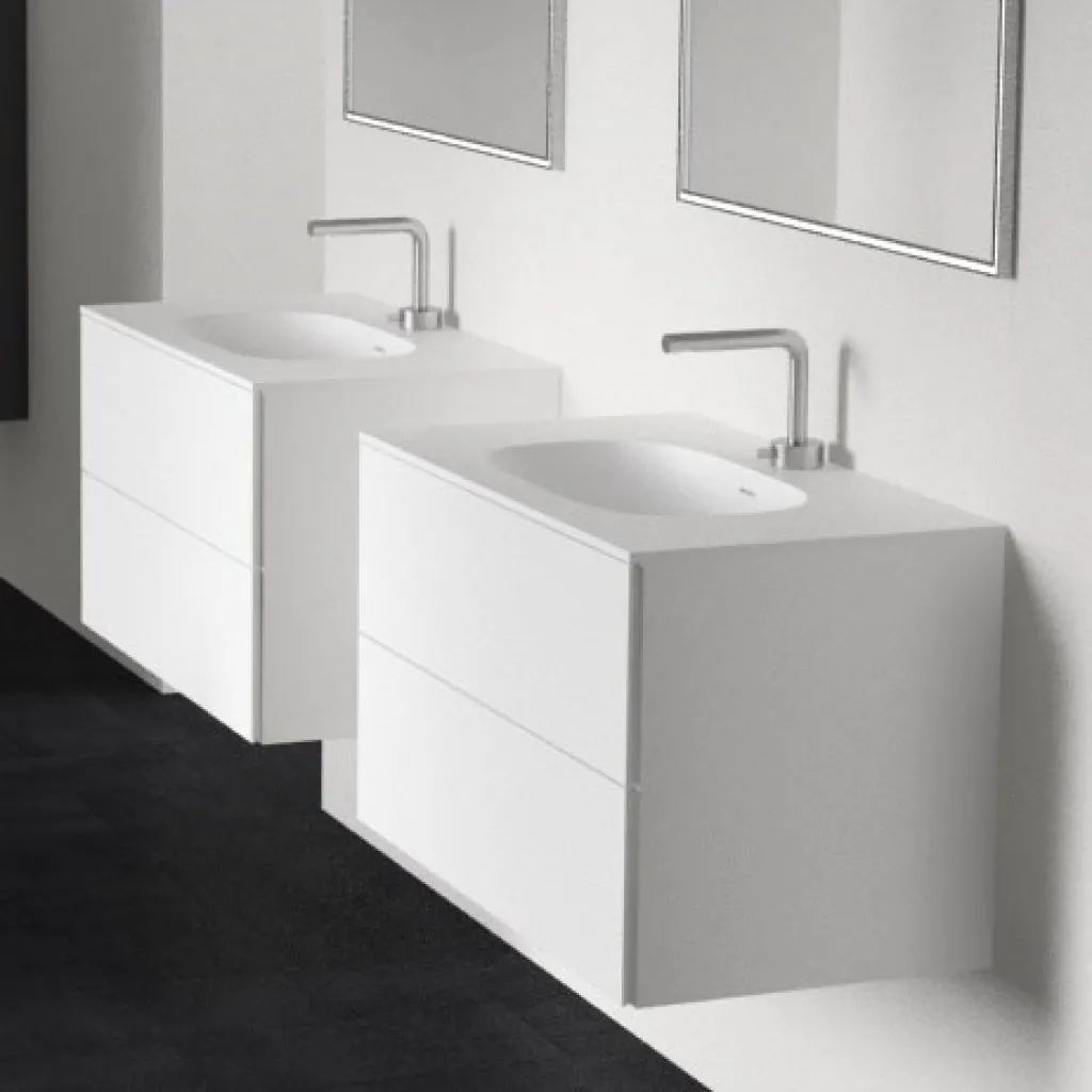 Block Soft 80 - Bathroom furniture 80x46 cm, Matt white w/ SolidTec® sink