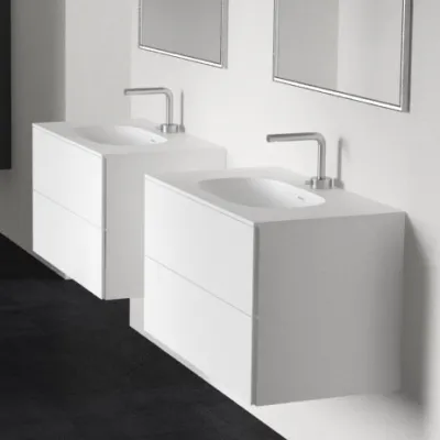 Block Soft 80 - Bathroom furniture 80x46 cm, Matt white w/ SolidTec® sink