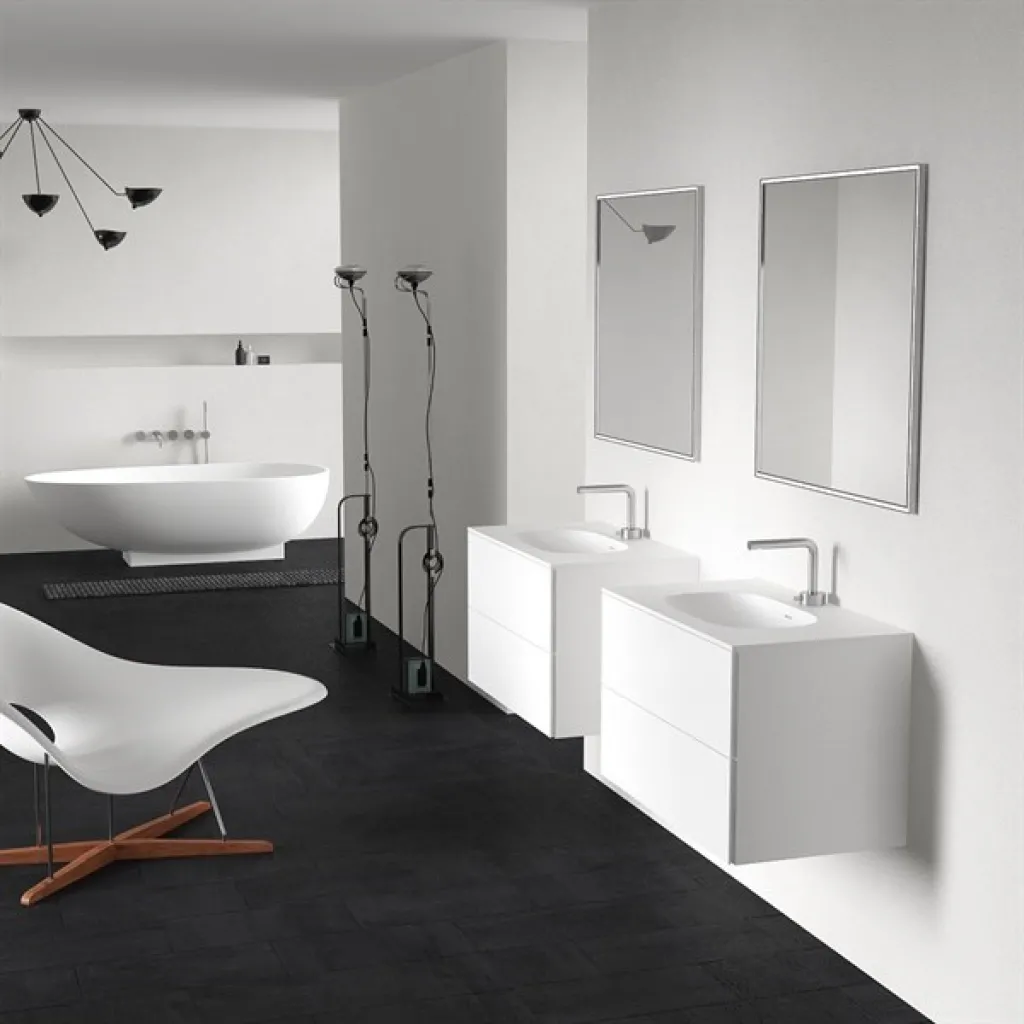 Block Soft 80 - Bathroom furniture 80x46 cm, Matt white w/ SolidTec® sink