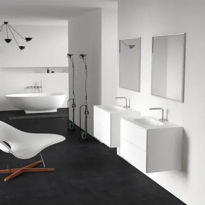 Block Soft 80 - Bathroom furniture 80x46 cm, Matt white w/ SolidTec® sink
