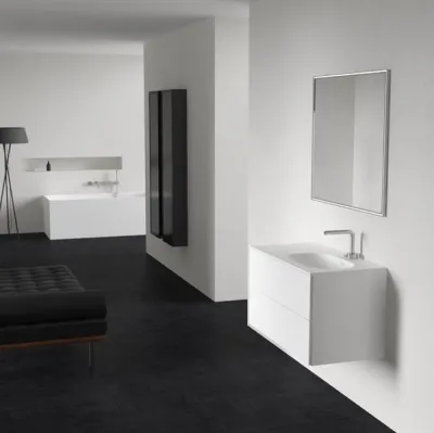 Block Soft 90R - Bathroom furniture 90x46 cm, Matt white w/SolidTec® sink on the right