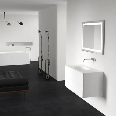 Block Soft 100 - Bathroom furniture 100x46, Matt white w/ SolidTec® sink