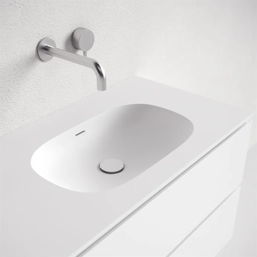 Block Soft 160D - Bathroom furniture 160x46 cm, Matt white w/ SolidTec® double sink
