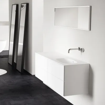 Block Soft 140R - Bathroom furniture 140x46 cm, Matt white w/ SolidTec® sink on the right