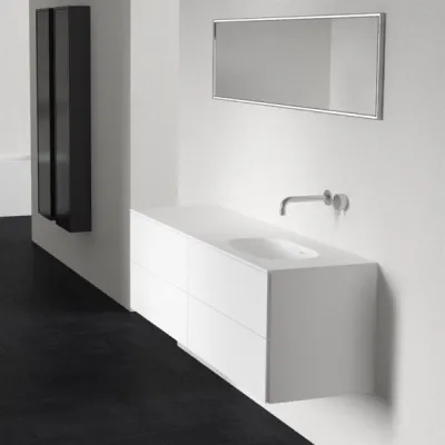 Block Soft 160R - Bathroom furniture 160x46 cm, Matt white w/SolidTec® sink on the right