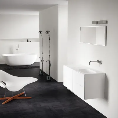 Block Soft 120R - Bathroom furniture 120x46 cm, Matt white w/ SolidTec® sink on the right