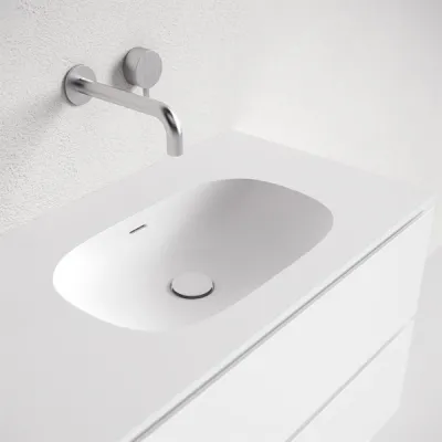 Block Soft 120L - Bathroom furniture 120x46 cm, Matt white w/ SolidTec® sink on the left