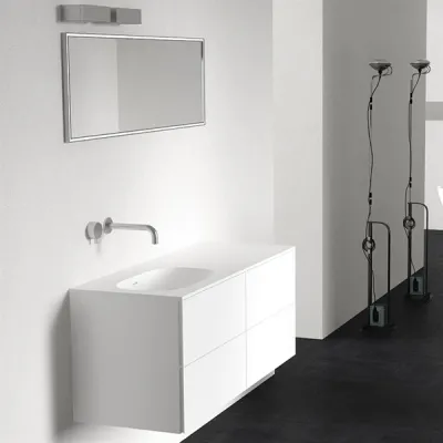 Block Soft 120L - Bathroom furniture 120x46 cm, Matt white w/ SolidTec® sink on the left