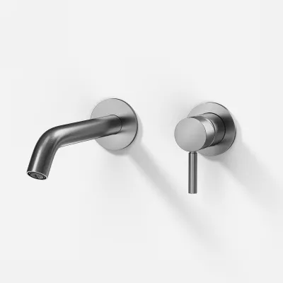 Nostromo E811 håndvaskbatteri til indbygning m 20 cm fast tud - Brushed Stainless Steel