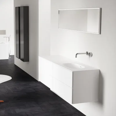 Block Soft 180R - Bathroom furniture 180x46 cm, Matt white w/SolidTec® sink on the right