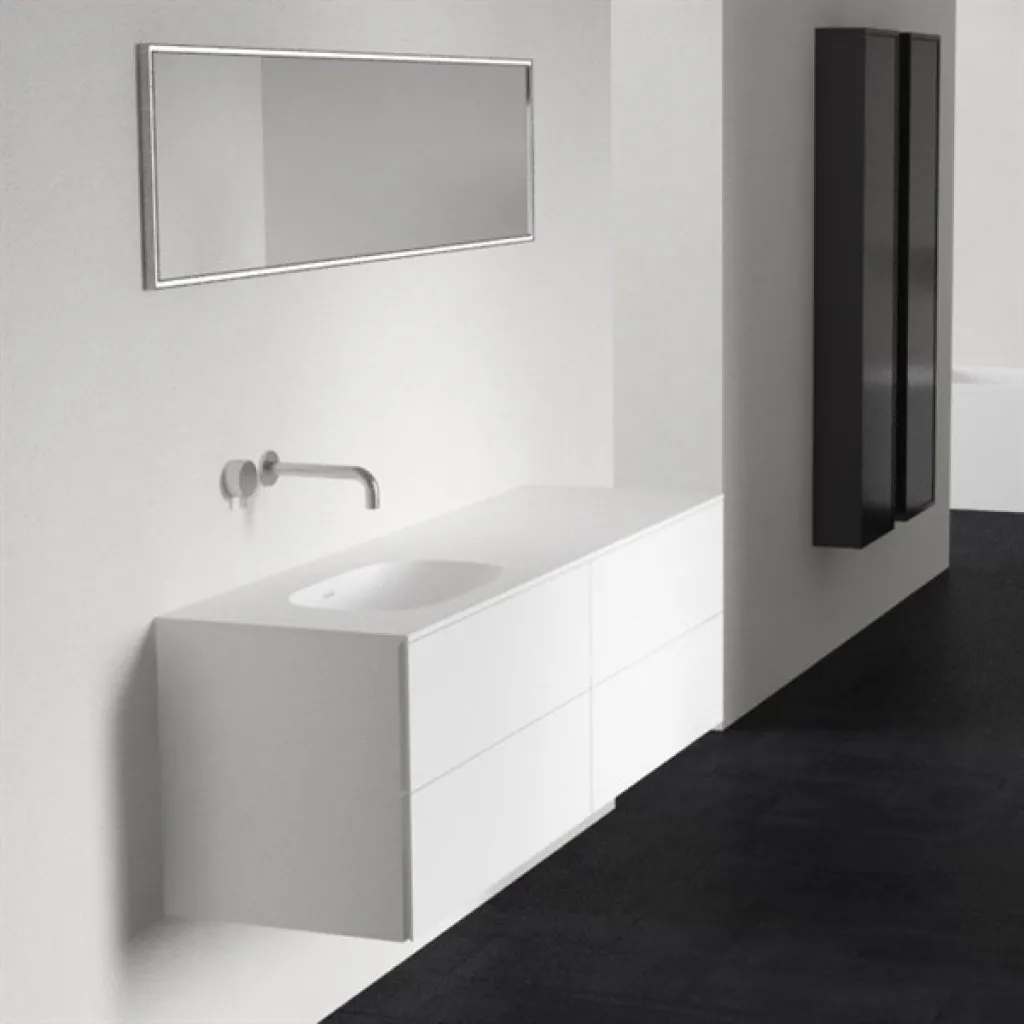 Block Soft 180L - Bathroom furniture 180x46 cm, Matt white w/SolidTec® sink on the left