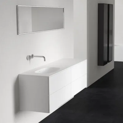 Block Soft 180L - Bathroom furniture 180x46 cm, Matt white w/SolidTec® sink on the left