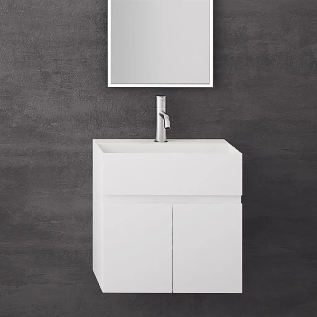 Compact 01 - Washbasin cabinet 45x35, Matte White SolidTec®