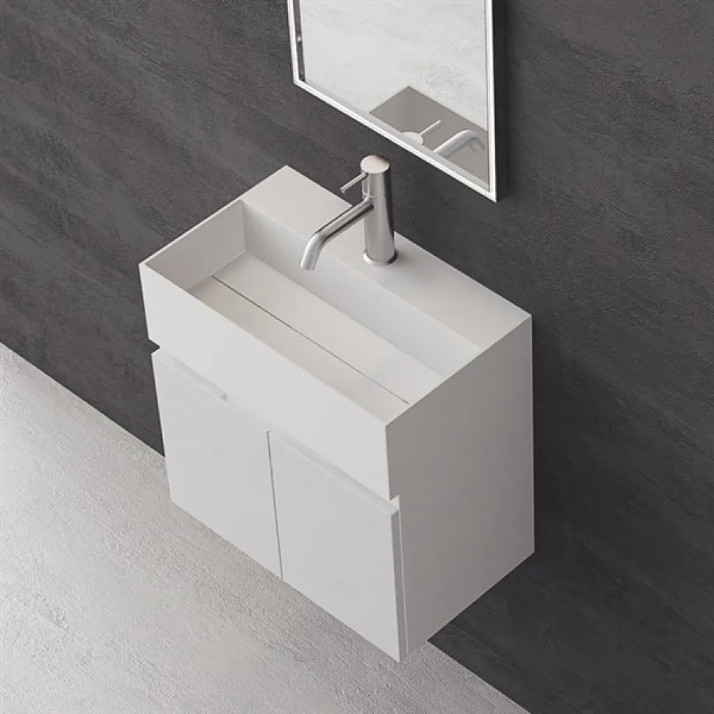 Compact 01 - Washbasin cabinet 45x35, Matte White SolidTec®