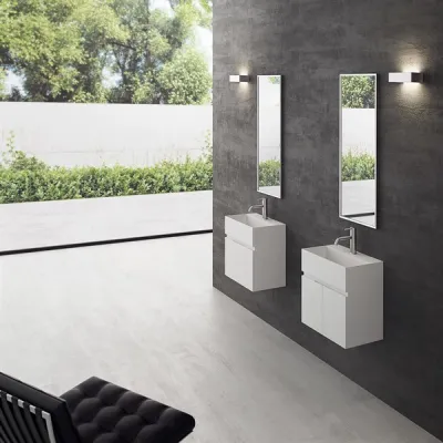 Compact 01 - Washbasin cabinet 45x35, Matte White SolidTec®