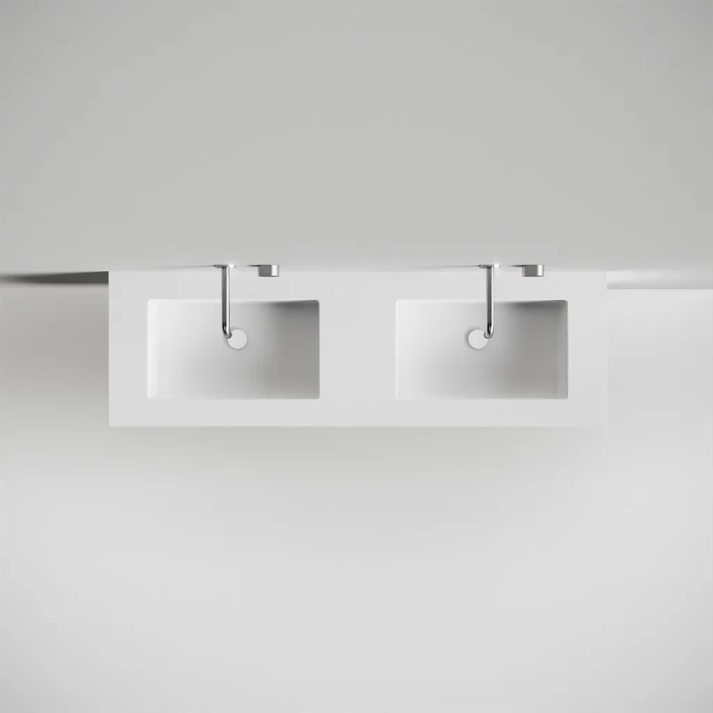 Copenhagen Chic 160D - Cabinet with 4 drawers, double sink & body in Glacier White Corian®, Matt white