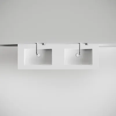 Copenhagen Chic 160D - Cabinet with 4 drawers, double sink & body in Glacier White Corian®, Matt white