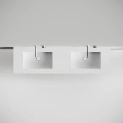 Copenhagen Chic 180D - Cabinet with 4 drawers, double sink & body in Glacier White Corian®, Matt white