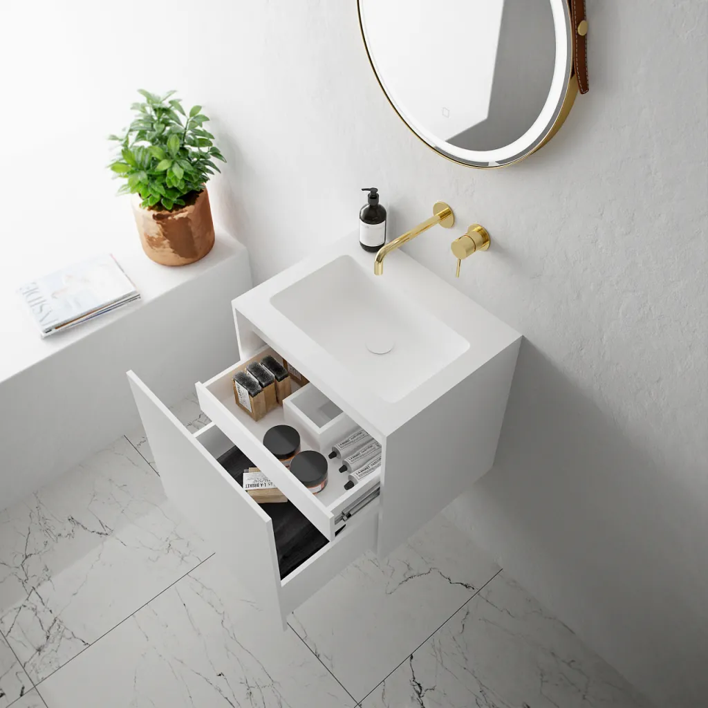 Compact Waterproof 50x40 - Laundry cabinet, Matte White SolidTec®