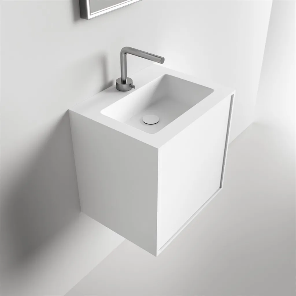Compact Waterproof 50x40 - Laundry cabinet, Matte White SolidTec®
