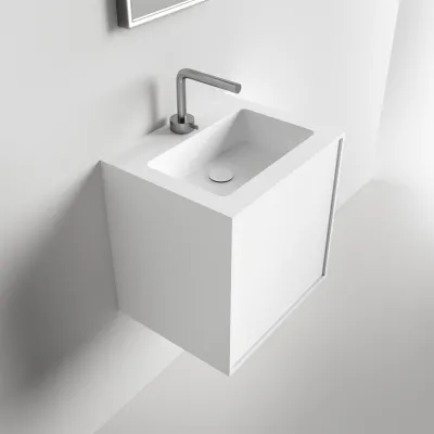 Compact Waterproof 50x40 - Laundry cabinet, Matte White SolidTec®