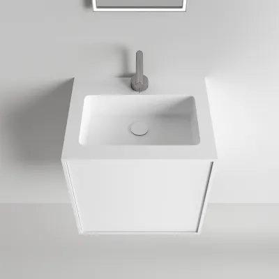 Compact Waterproof 50x40 - Laundry cabinet, Matte White SolidTec®