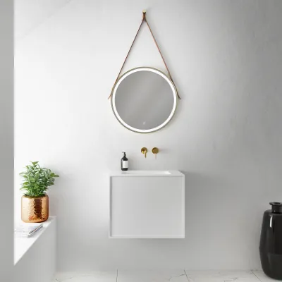 Compact Waterproof 60x40 - Laundry cabinet, Matte White SolidTec®