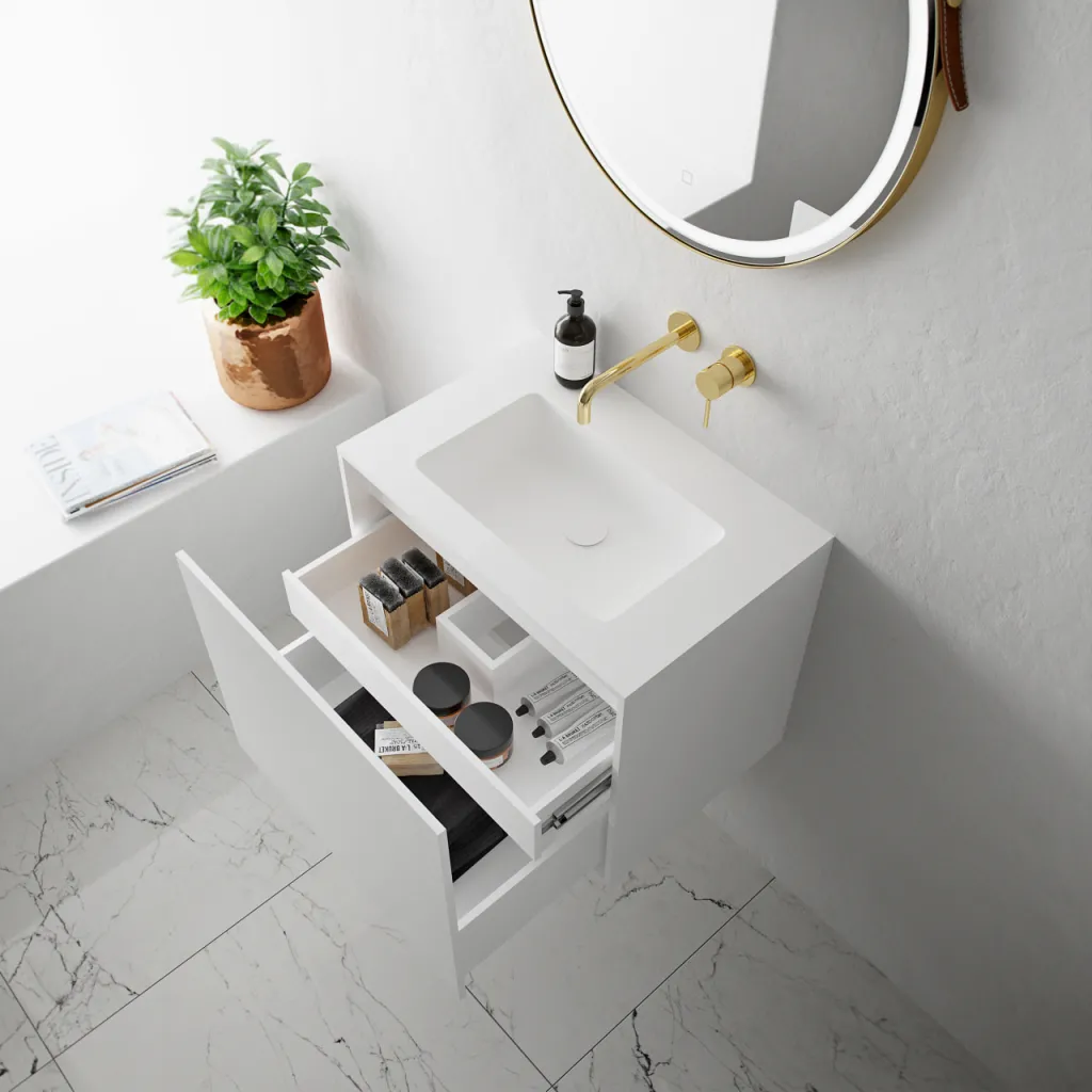 Compact Waterproof 60x40 - Laundry cabinet, Matte White SolidTec®