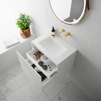 Compact Waterproof 60x40 - Laundry cabinet, Matte White SolidTec®