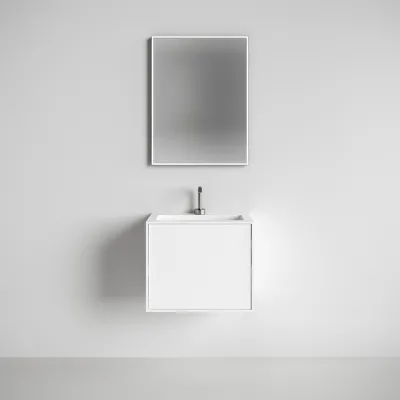 Compact Waterproof 60x40 - Laundry cabinet, Matte White SolidTec®