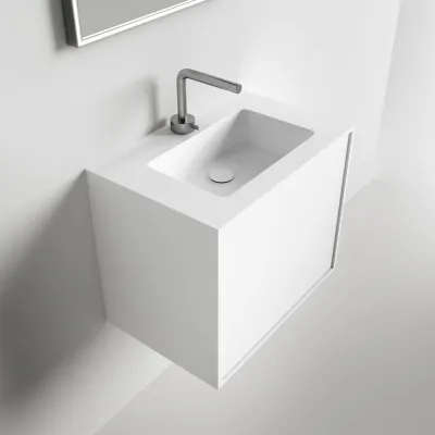 Compact Waterproof 60x40 - Laundry cabinet, Matte White SolidTec®