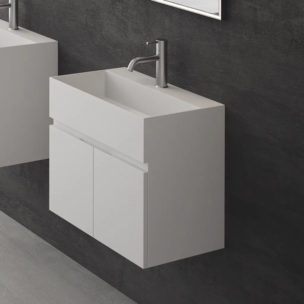 Compact 07 - Washbasin cabinet 60x35, Matt White SolidTec®